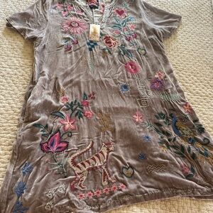 Johnny Was Embroidered Midi Dress - Multicolor